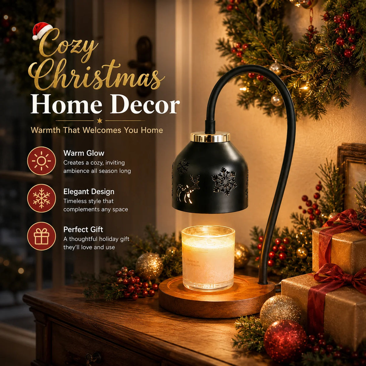 Dimmable Adjustable Candle Warmer Table Lamp With Auto Shut Off Timer