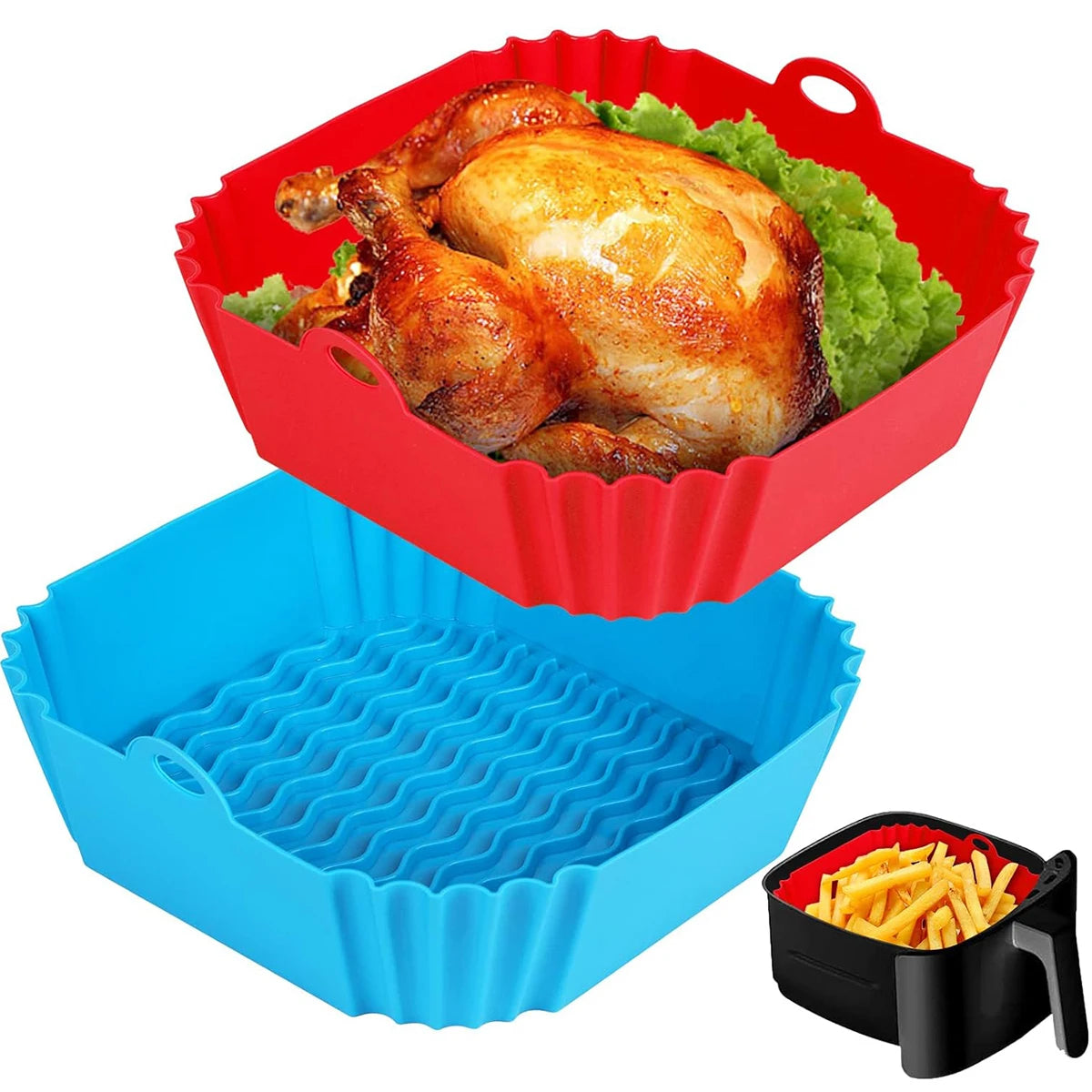 Air Fryer Silicone Liners Reusable Nonstick Baking Pan Set