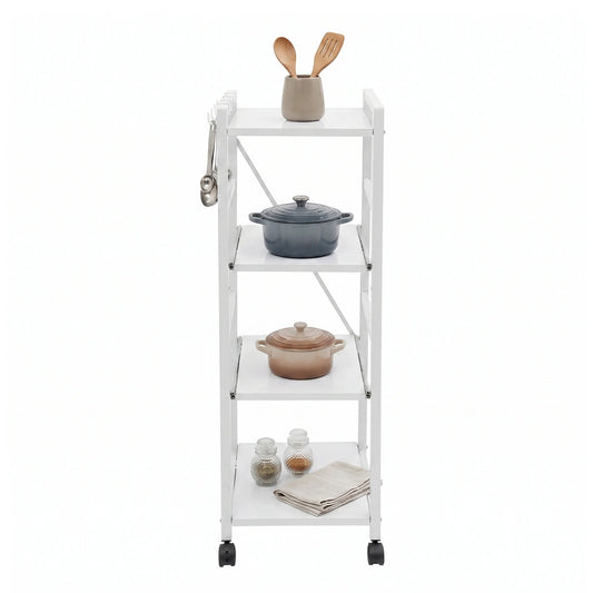 Carbon Steel Kitchen Storage Trolley, Adjustable Kitchen Storage Organizer, 4-Tier Kitchen Rack For Restaurant, Laundry, Bathroom, Garage, Warehouse
