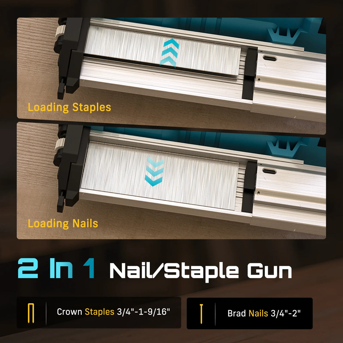 Seesii 2-in-1 Electric Nailer Stapler Depth Adjustable
