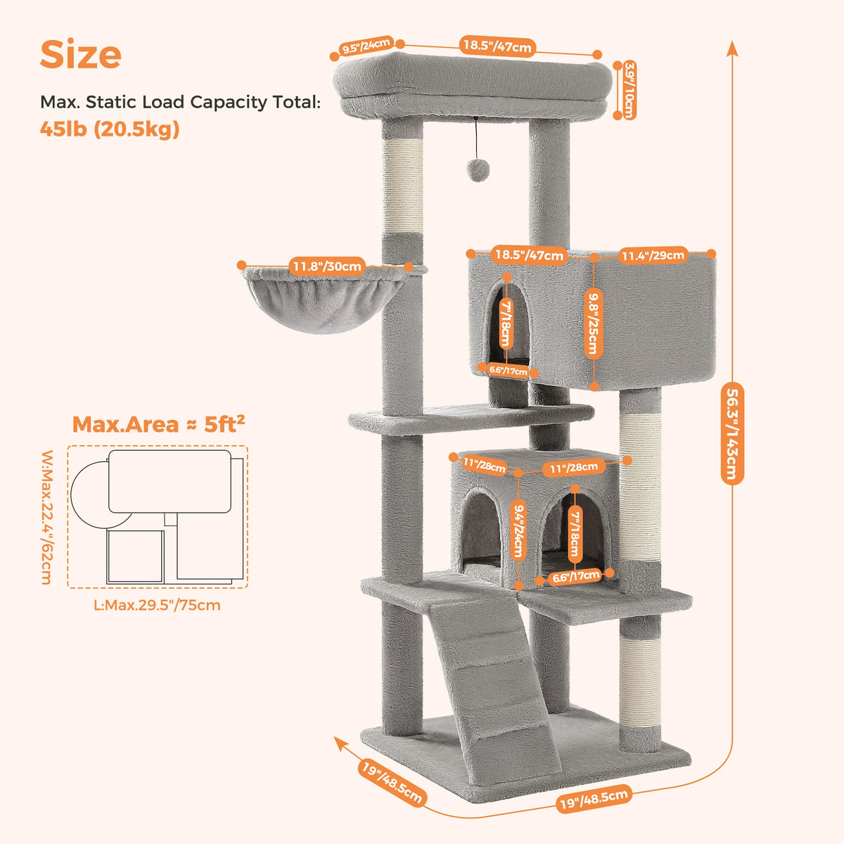 PAWZ Road Cat Tree Condo With Plush Perch Sisal Posts