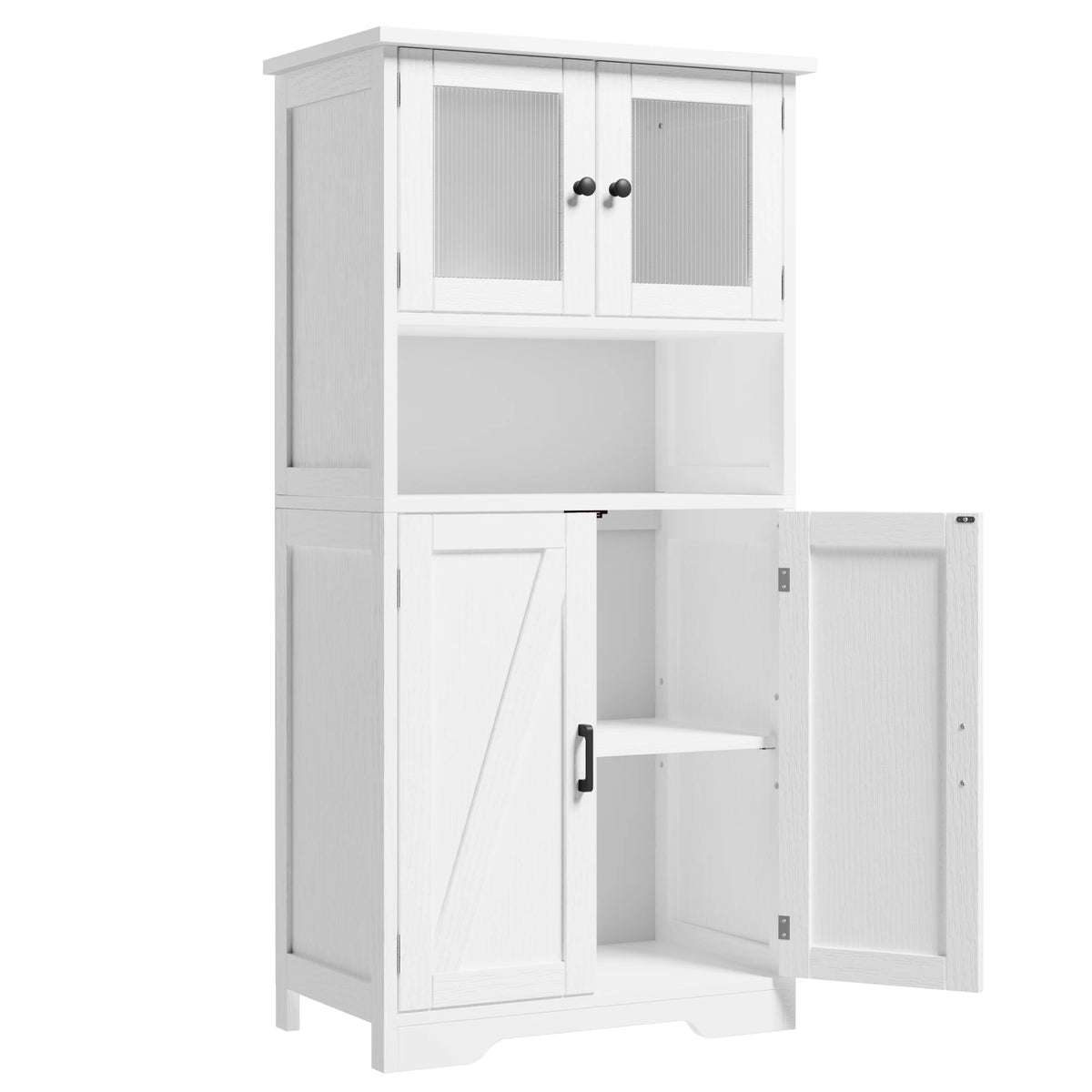 HiMISS Freestanding Bathroom Storage Cabinet With Glass Doors
