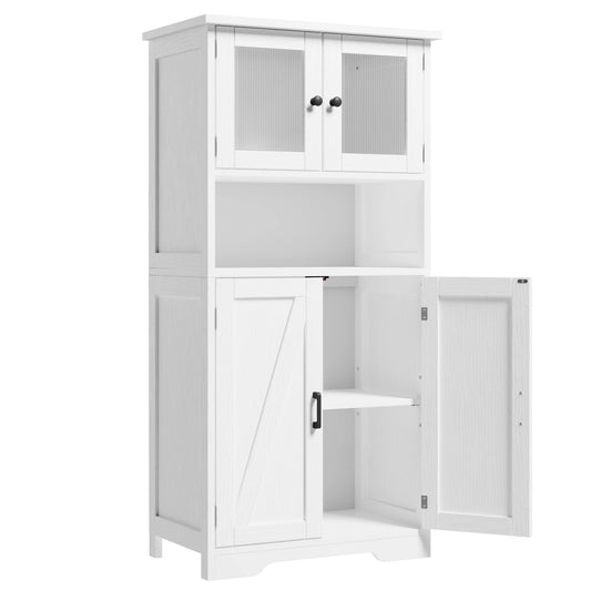 HiMISS Freestanding Bathroom Storage Cabinet With Glass Doors