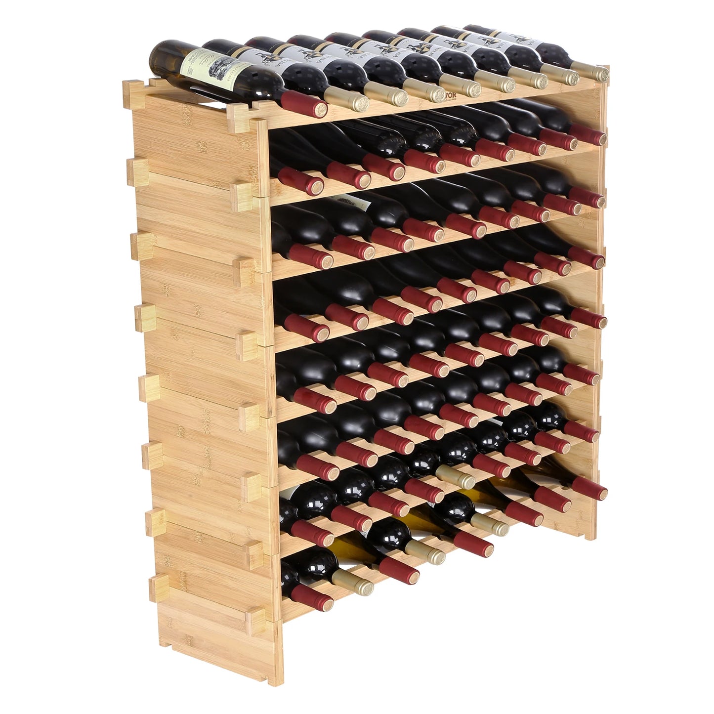SucceBuy 8-Tier Bamboo Stackable Wine Rack Free Standing