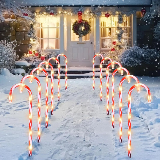 Joyfy Pre Lit Christmas Candy Cane Pathway Outdoor Garden Lights