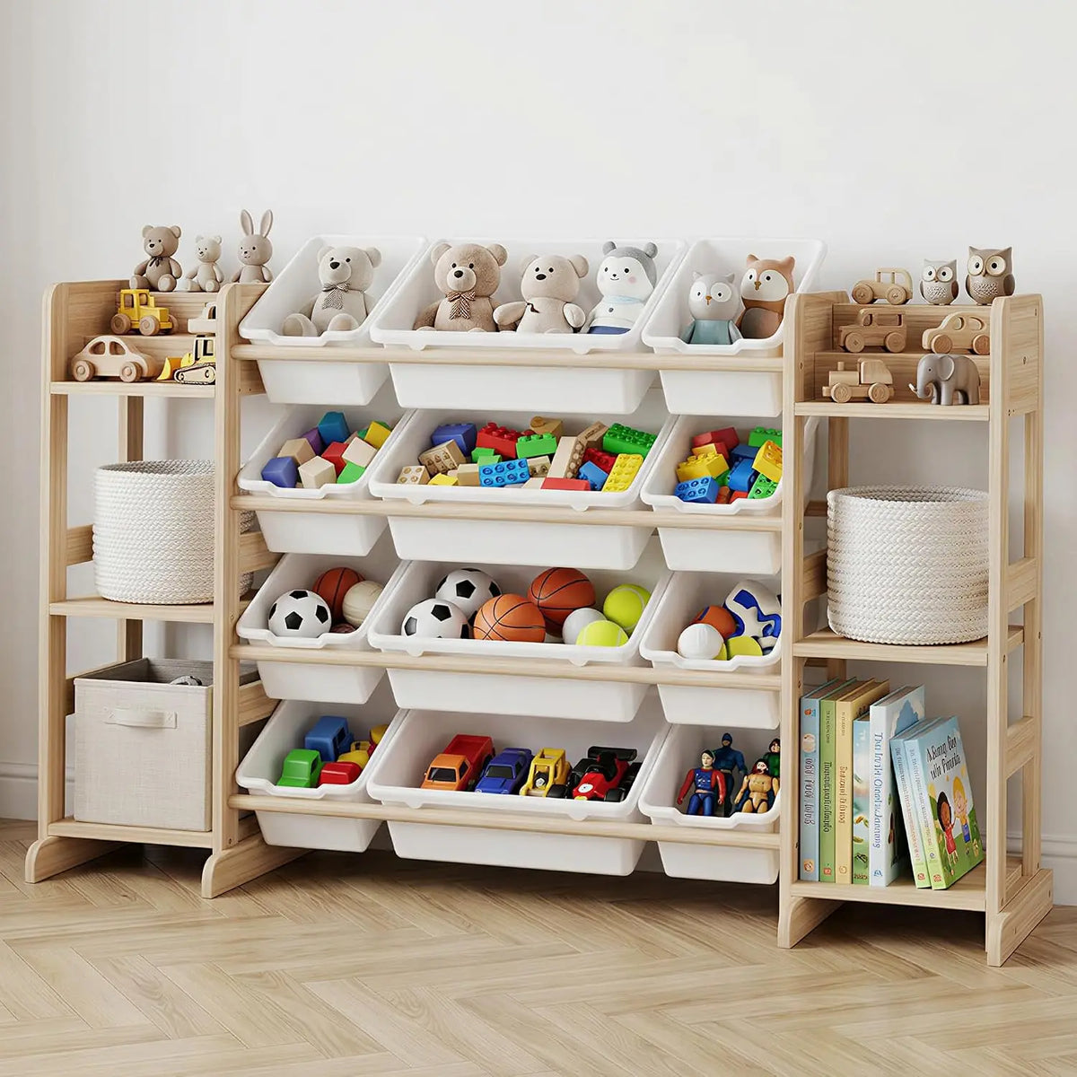 Twisterck Toy Storage Cabinet With Bins And Shelves For Kids