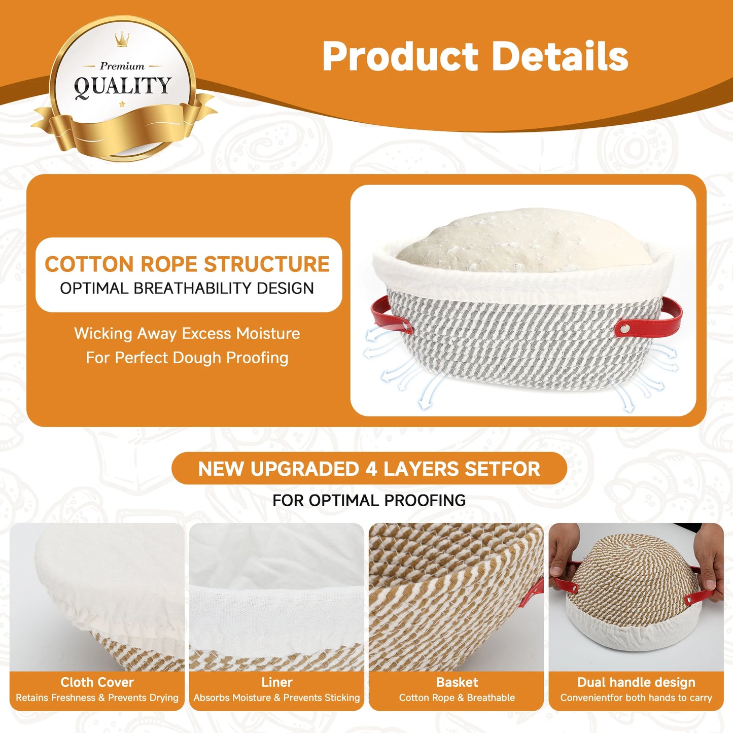 Bread Proofing Basket Set With Banneton Baskets And Lame