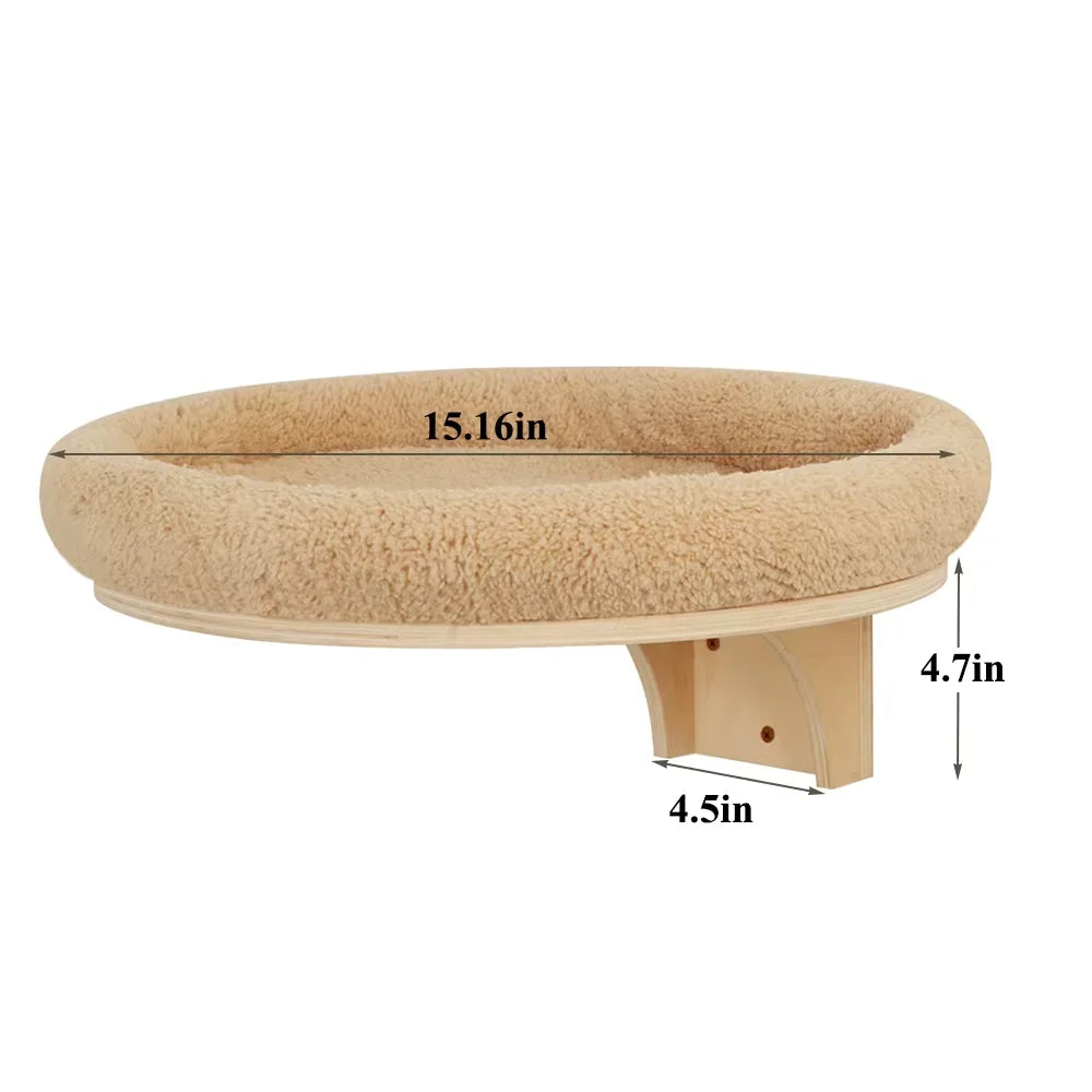 CWV Solid Pine Wall Mounted Cat Tree Hammock With Scratching Post