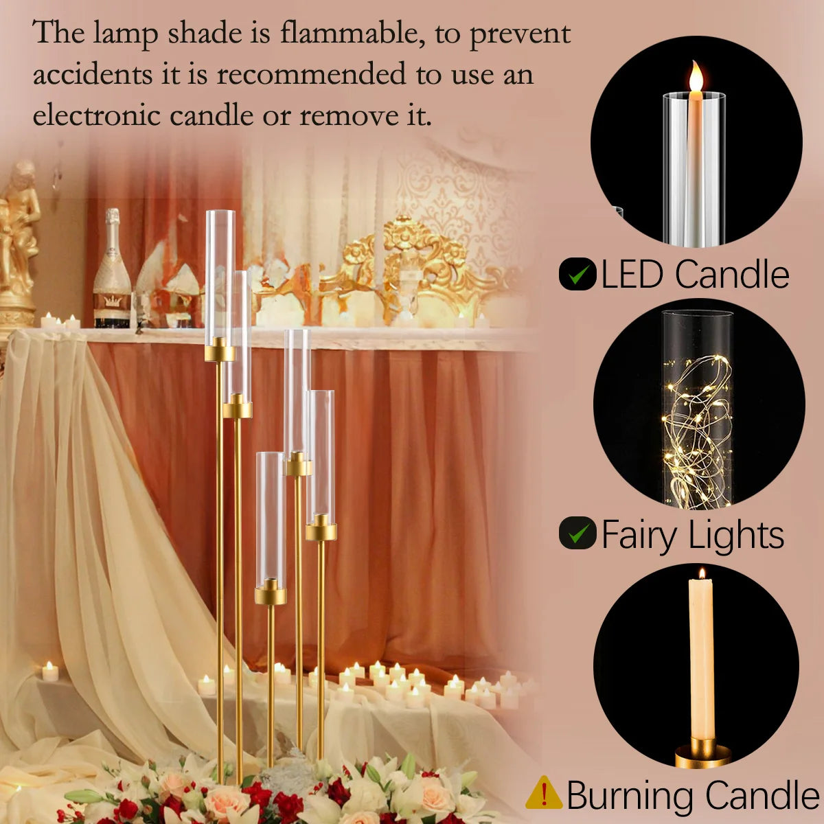 VINCIGANT Floor Candelabra 5 Arm Candle Holder For LED Candles