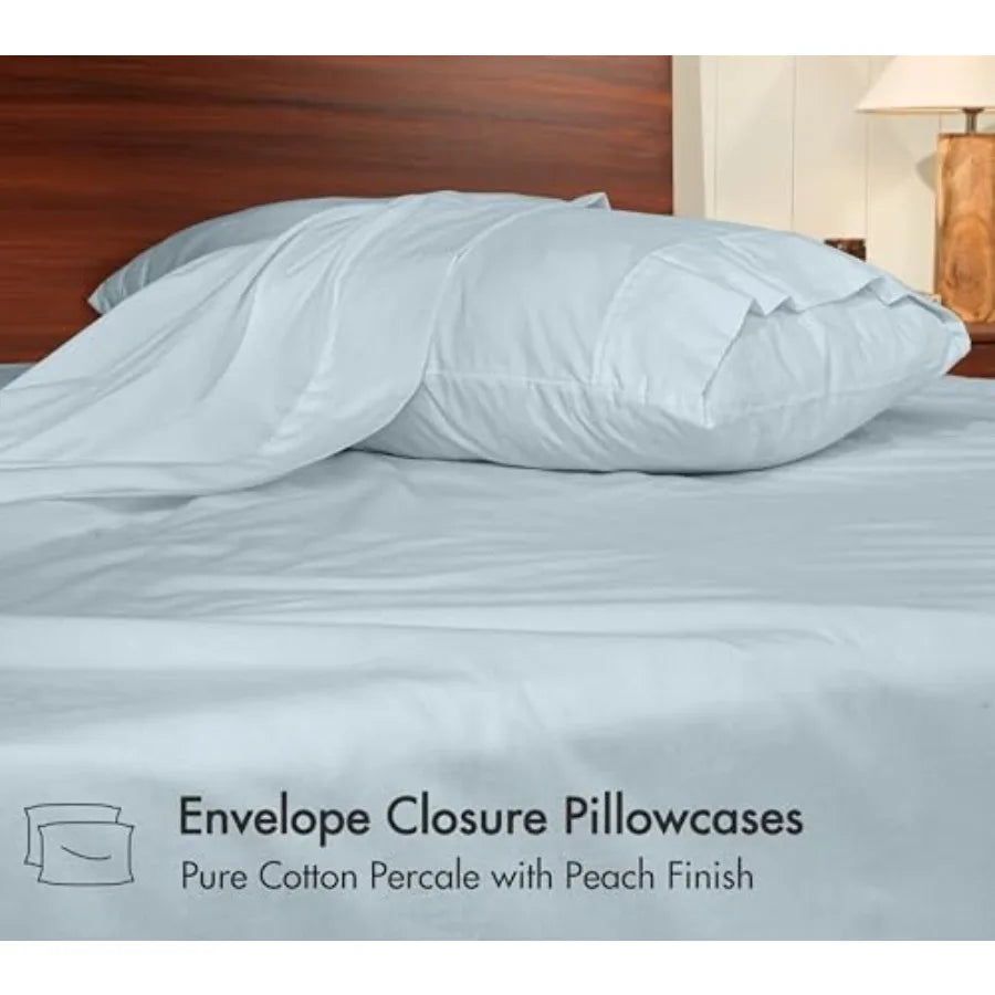 100% Cotton Percale Sheets Crisp Cooling Summer Bed Sheets for Hot Sleepers, Deep Pocket 12", Soft Peach Finish, Breathable and