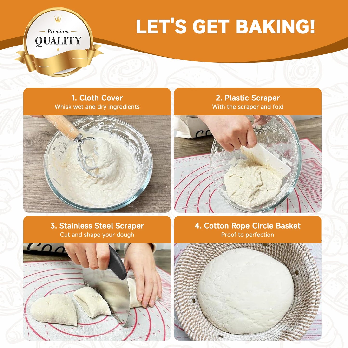 Bread Proofing Basket Set With Banneton Baskets And Lame