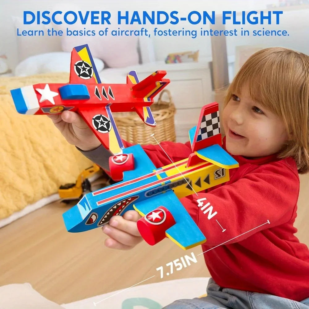 Joyfy Four Piece Wooden Airplane Craft Kit For Children