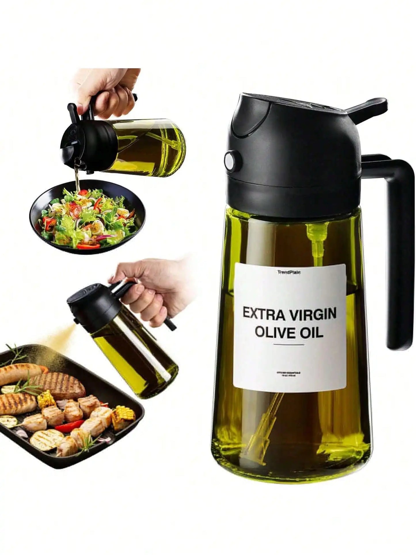 1pc Handheld Oil Sprayer, 2-In-1 Spraying And Pouring Function, Large Capacity Olive Oil Dispenser, Suitable For Kitchen And Home, Mist Spraying, Leak-Proof, No Residue, Ideal For Graduation Gifts, Bachelor Parties, Bridesmai