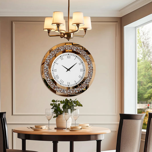 Decorative Twinkle Mirror Wall Clock With Alarm Function