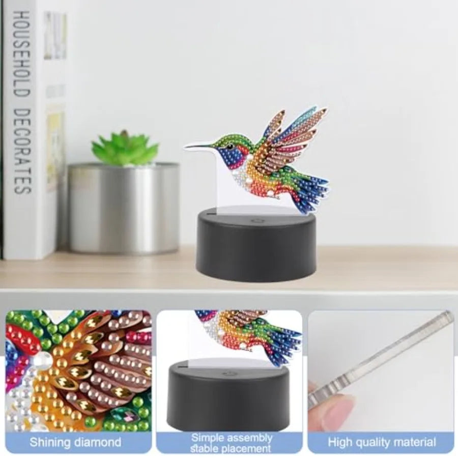 Diamond Art Led Night Light Creative Diy Mosaic Decor Lamp