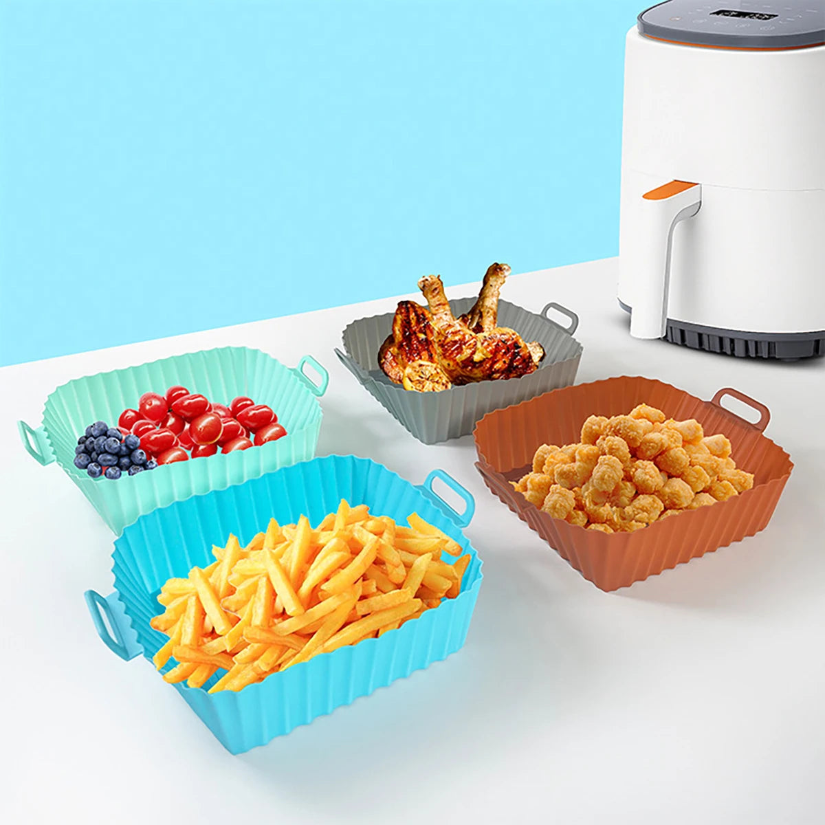Air Fryer Silicone Liners Reusable Nonstick Baking Pan Set