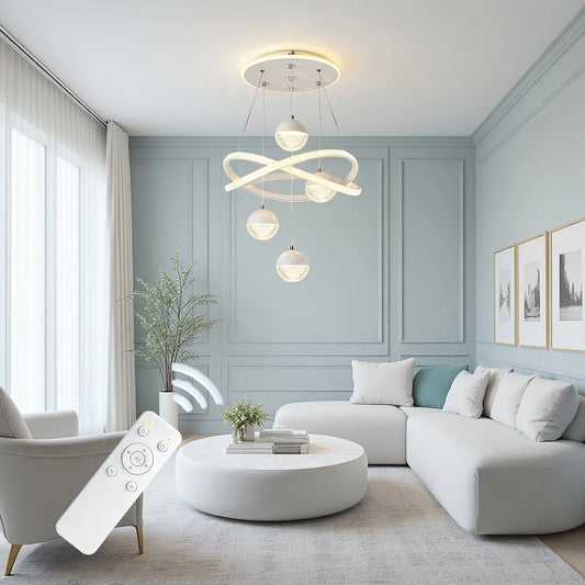 Modern LED Pendant Light With Four Spheres And Remote Control