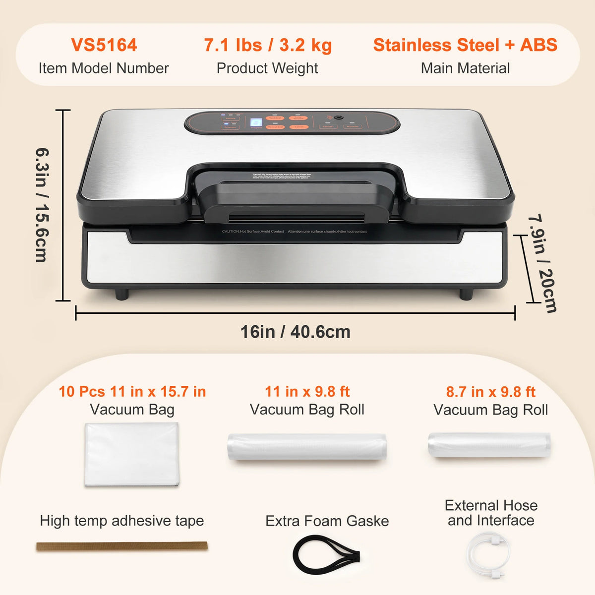 SucceBuy Vacuum Sealer 90KPa 130W With Free Bags Fresh