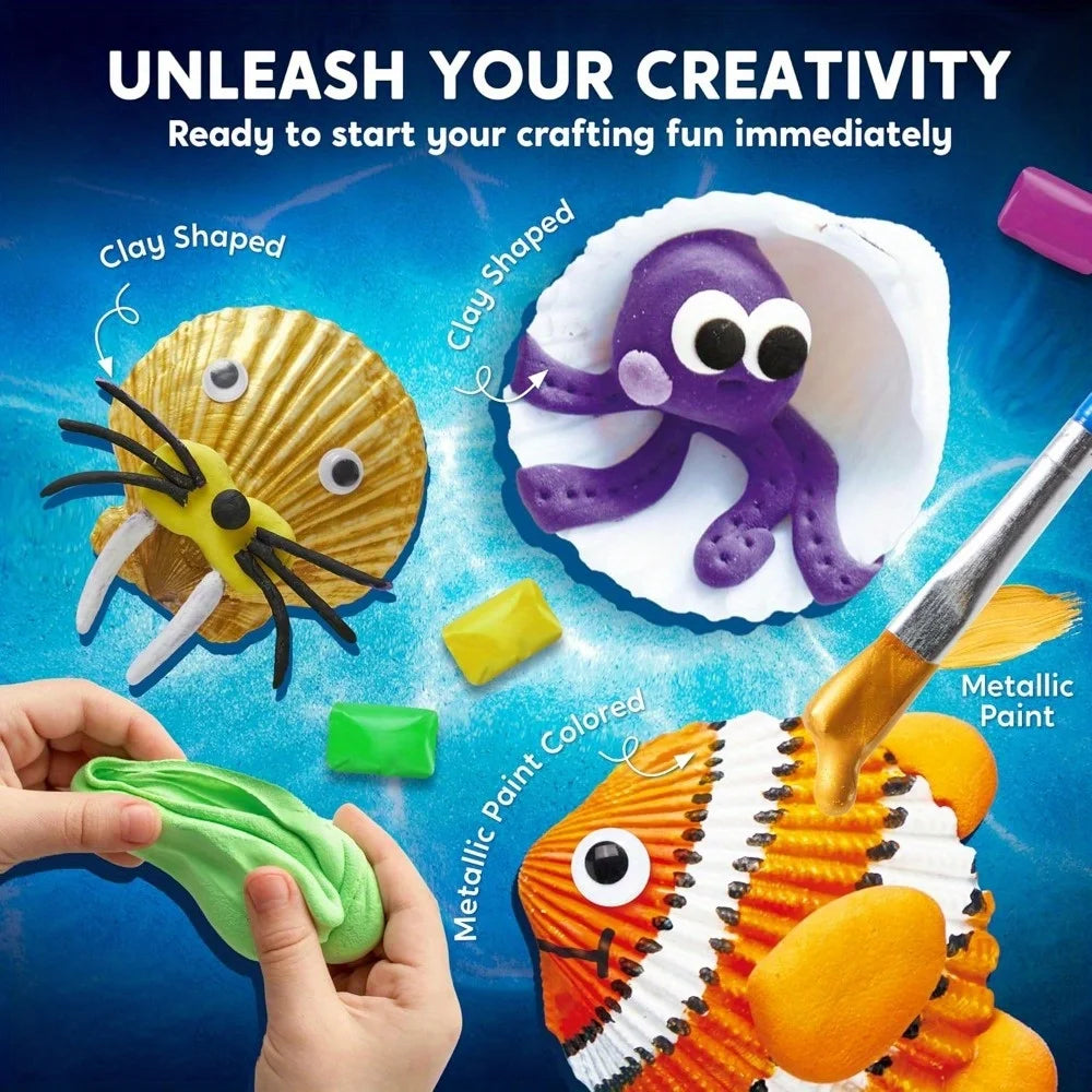 Joyfy Kids Seashell Painting Set With Creative Craft Supplies