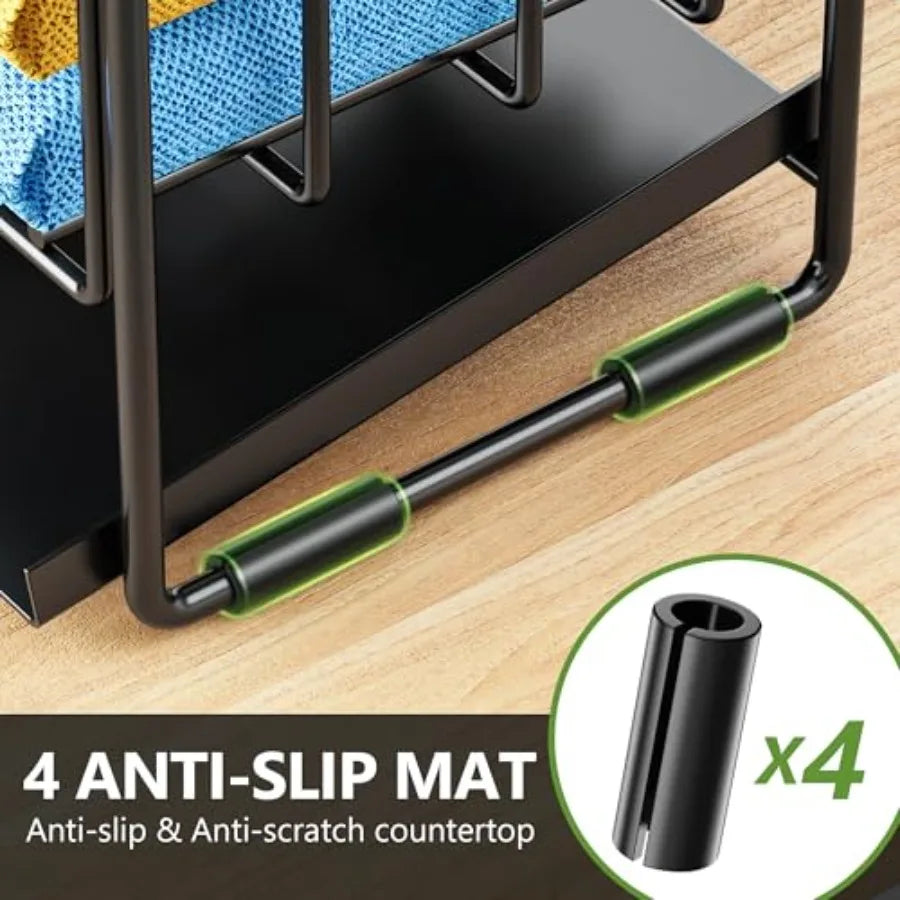 Cisily 2-Tier Kitchen Sink Caddy Organzier Rack with Dish Brush Sponge Holder Kitchen Sink Countertop Organization Storage, Hom