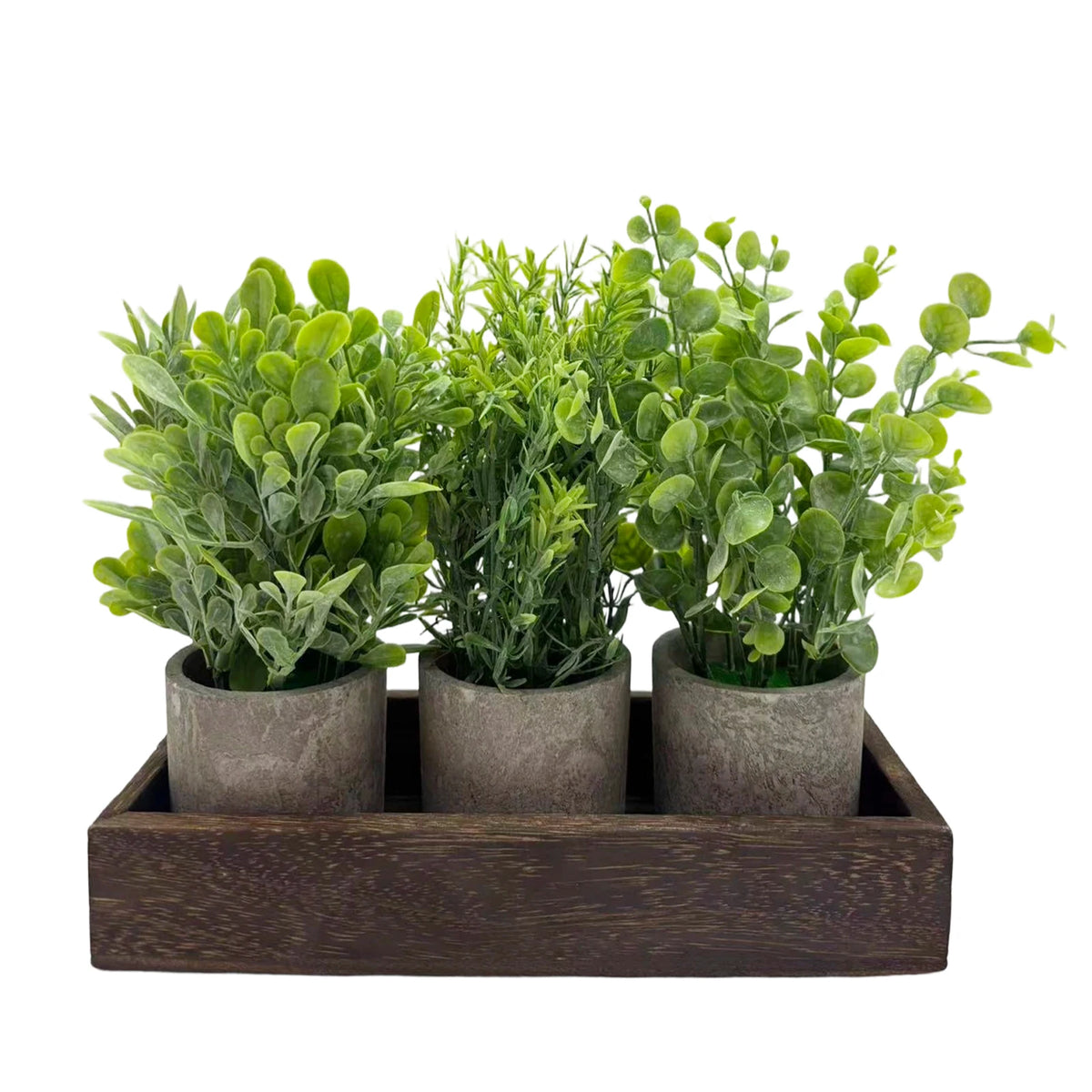 3-Piece Artificial Babys Breath Gypsophila Plant Flowers Set, Paper Pulp Pots with Galvanized Metal Bucket & Wooden Tray, Faux Greenery Dining Room Table Centerpiece for Kitchen, Coffee Table