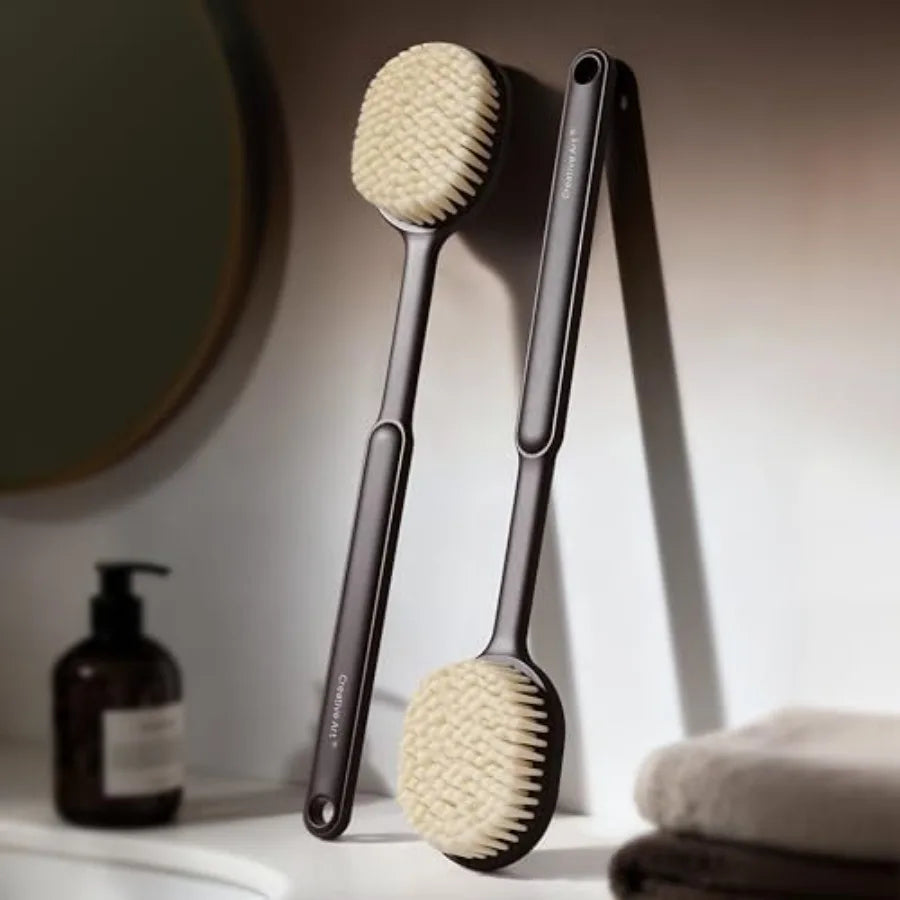 Back Scrubber for Shower for Men Women, Body Brush with Long Handle, Exfoliating Bath Washer with Soft Bristles for Wet or Dry