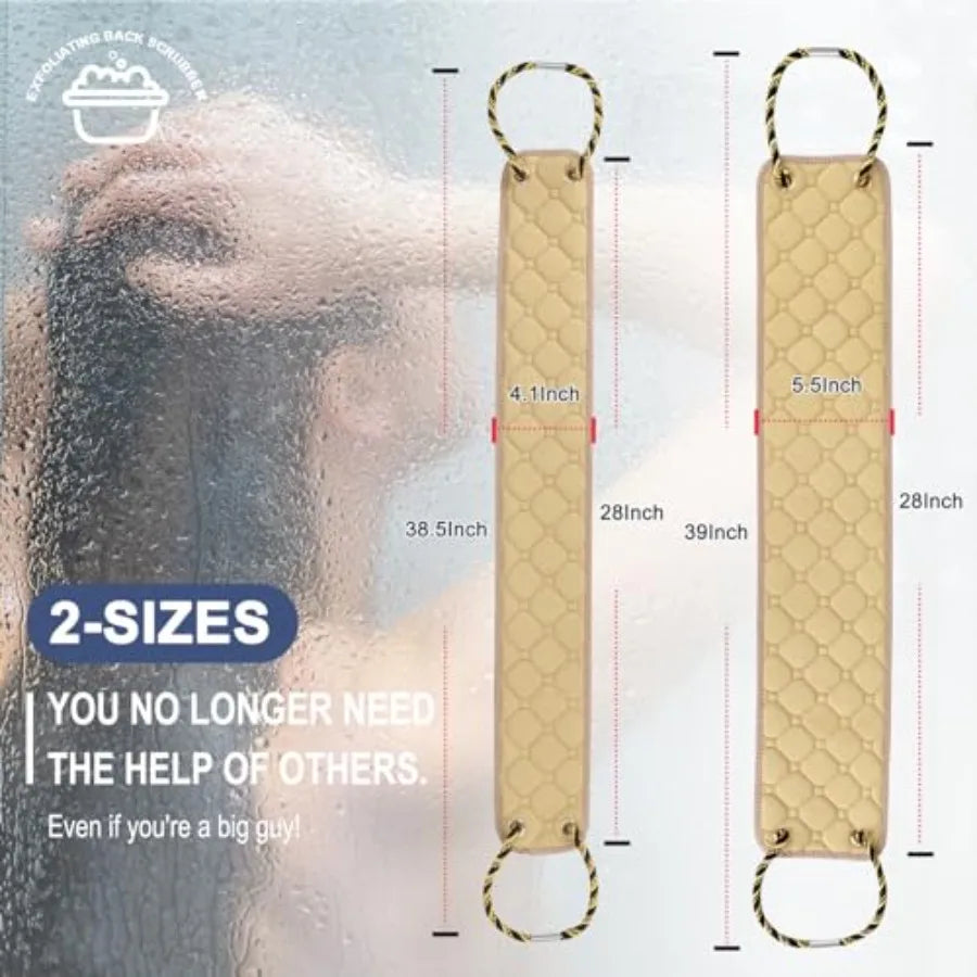 Exfoliating Back Scrubber with Handles, 38.5 Inch Double-Sided Back Exfoliator Body Scrub Towel, Exfoliating Washcloth Bath Too