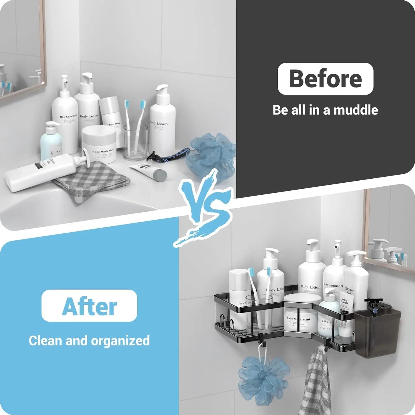 Corner Shower Caddy 3 Pack, Wall Mounted Stainless Steel Bathroom Organizer Shelf with Soap Dish, Adhesive No Drilling,