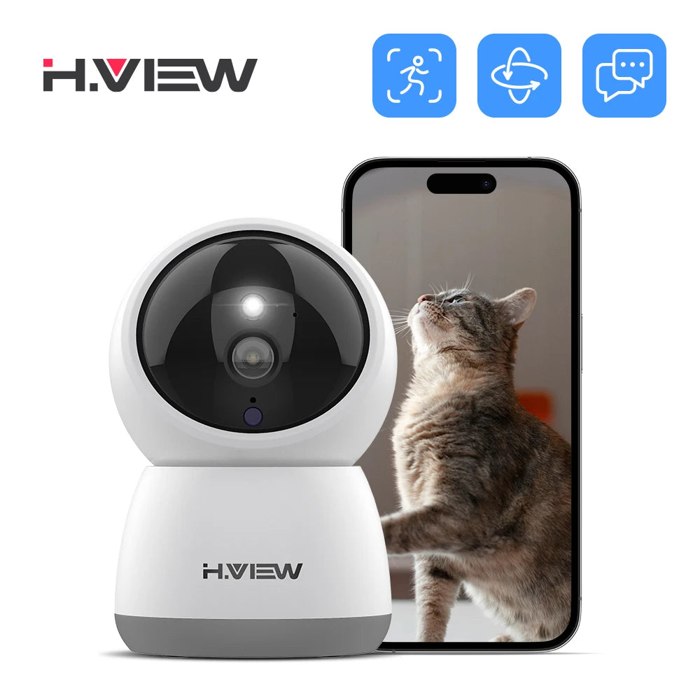 H.VIEW 3MP Wireless Indoor AI Human Detection Security Camera Audio