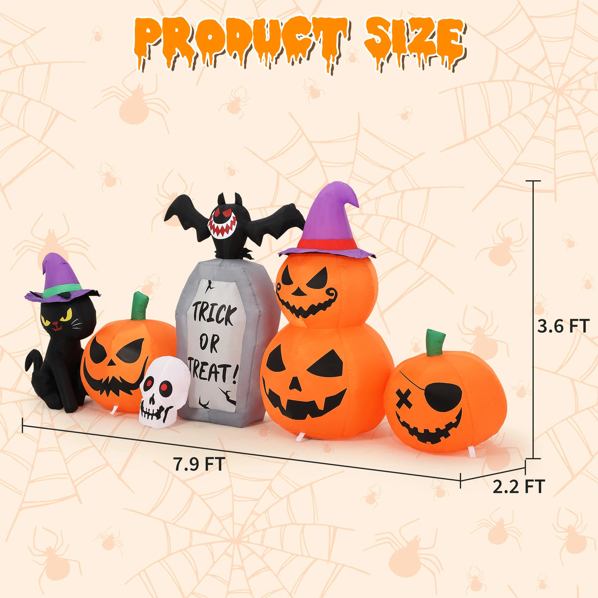 Halloween Outdoor Inflatable Yard Decor Cat And Pumpkin Led Lights