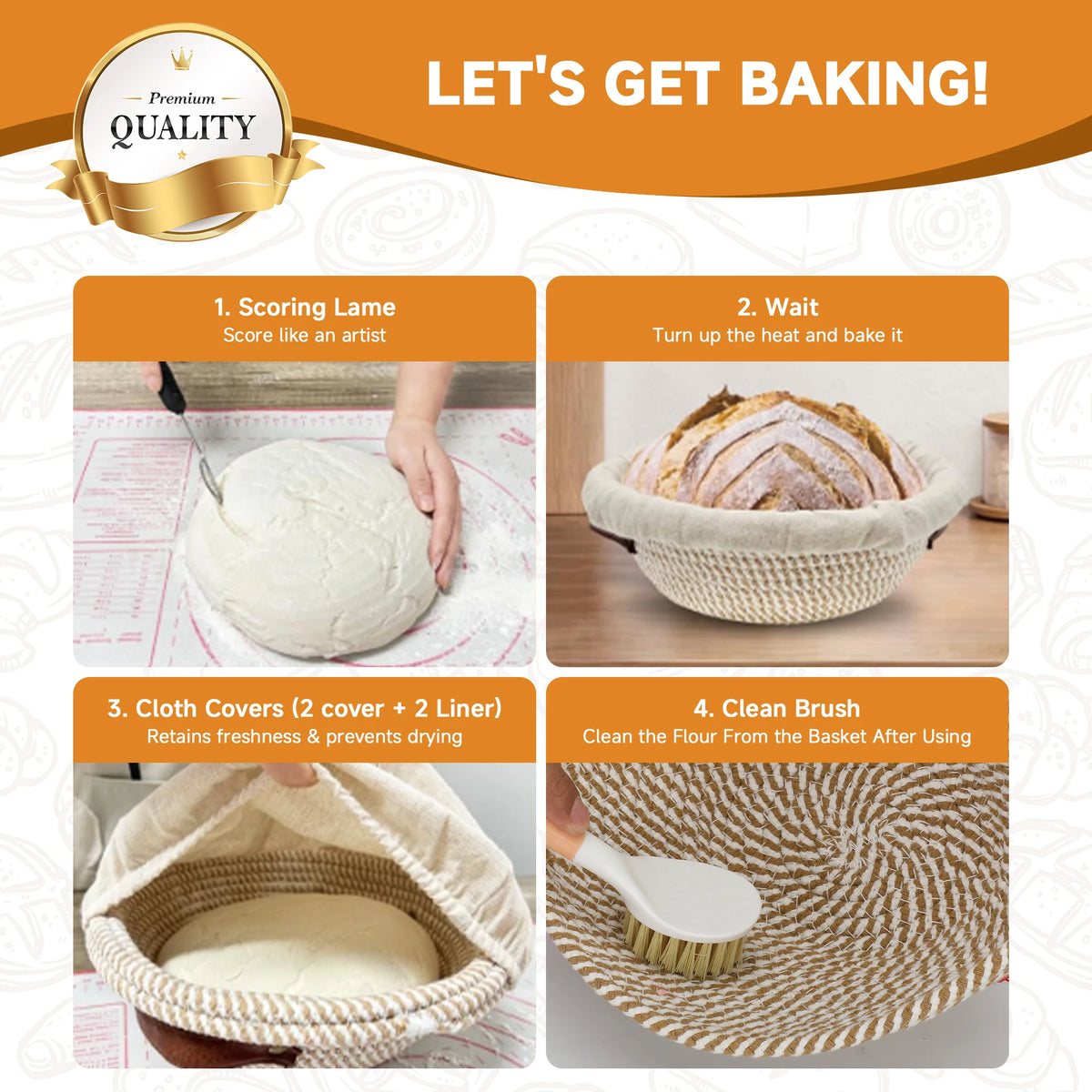 Bread Proofing Basket Set With Banneton Baskets And Lame