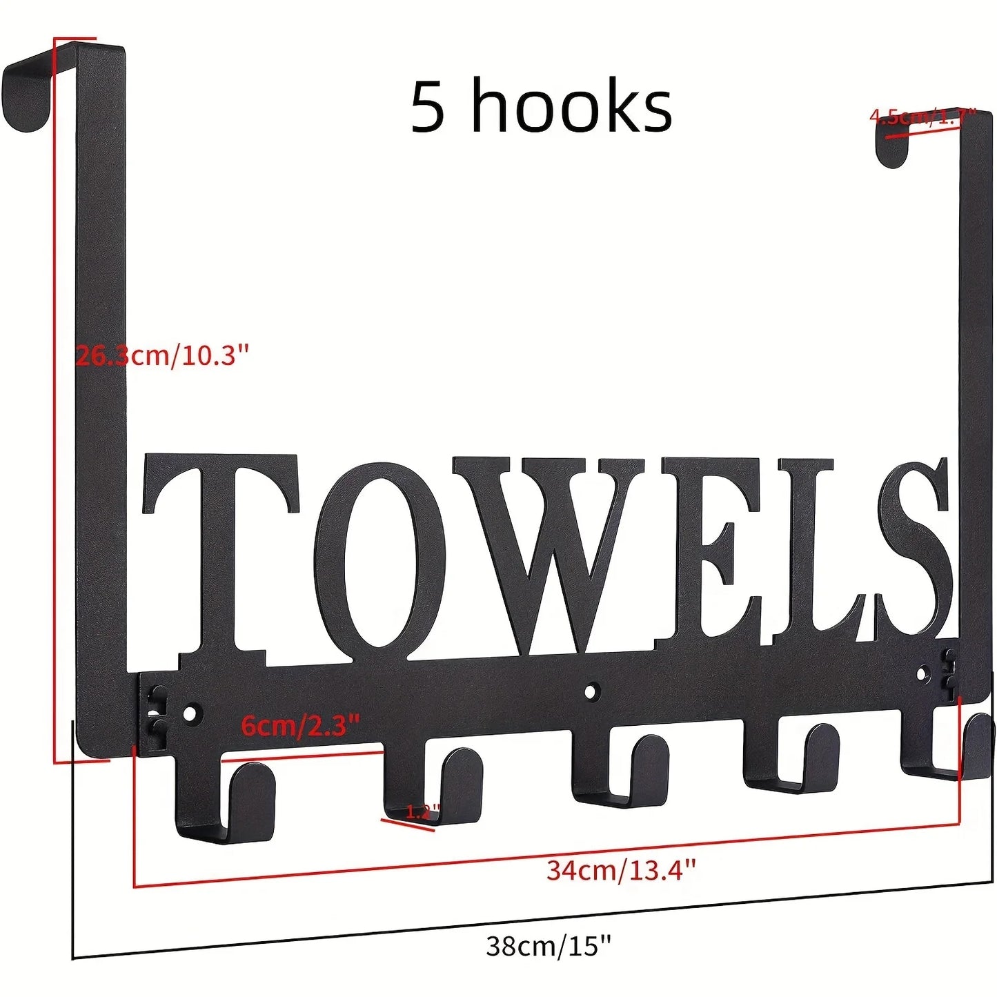 Over The Door Hooks, Towel Rack with 5 Hooks, Towel Holder for Hanging Heavy Duty, Door Rack Over Door Hanger for Bedroom Bathroom Kitchen