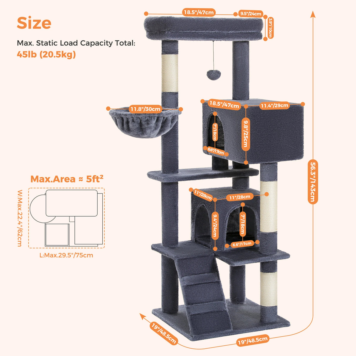 PAWZ Road Cat Tree Condo With Plush Perch Sisal Posts