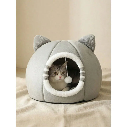 Plush Washable Cat Bed For Pets Featuring Anti Slip Bottom