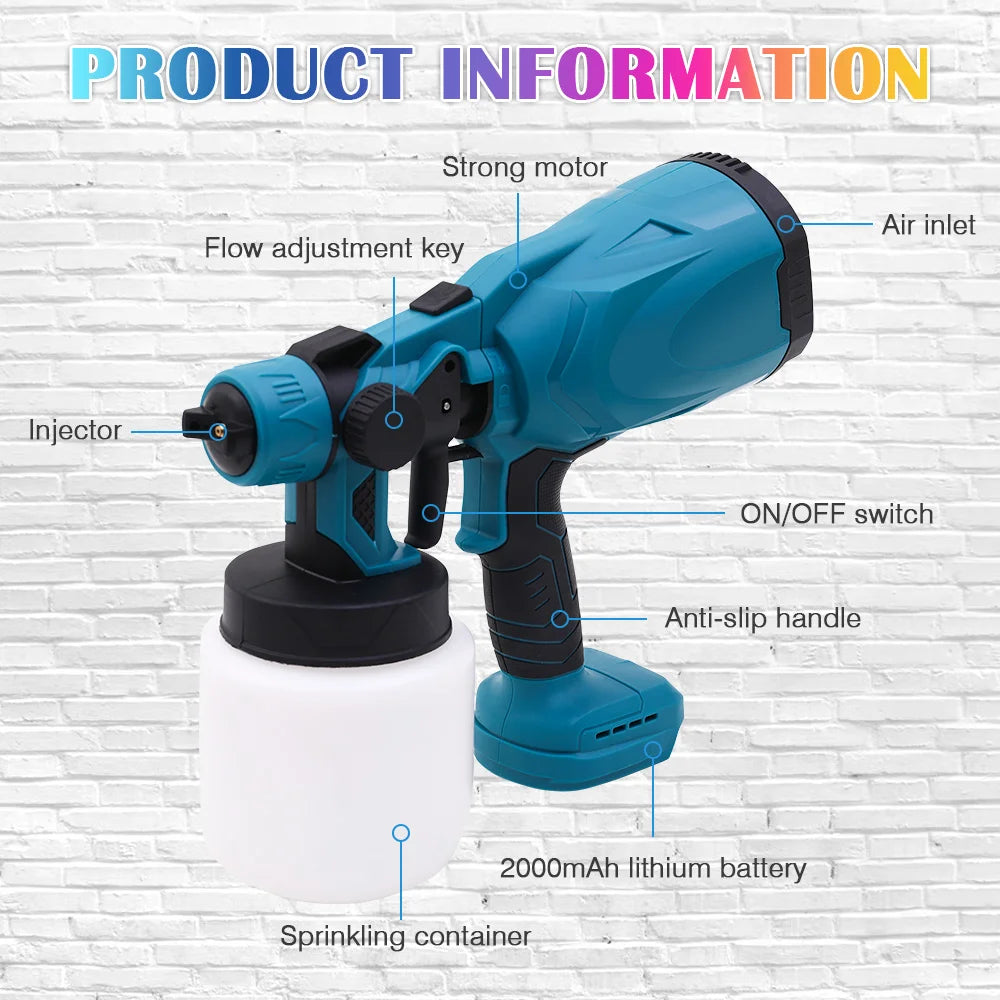 21V Cordless HVLP Paint Sprayer With Two 2000mAh Batteries Charger