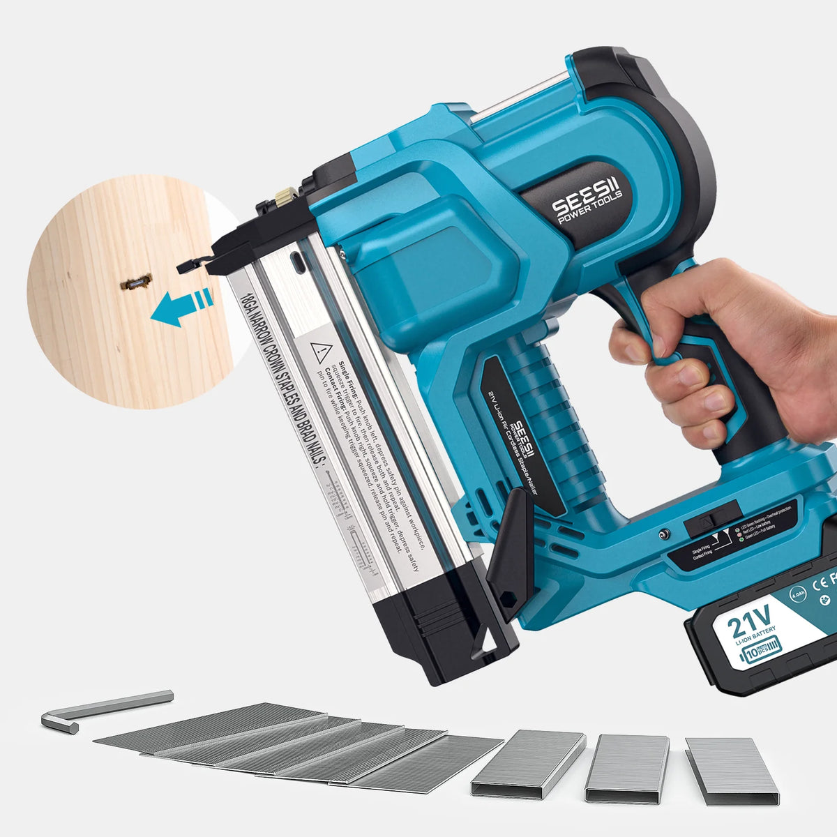 Seesii 2-in-1 Electric Nailer Stapler Depth Adjustable