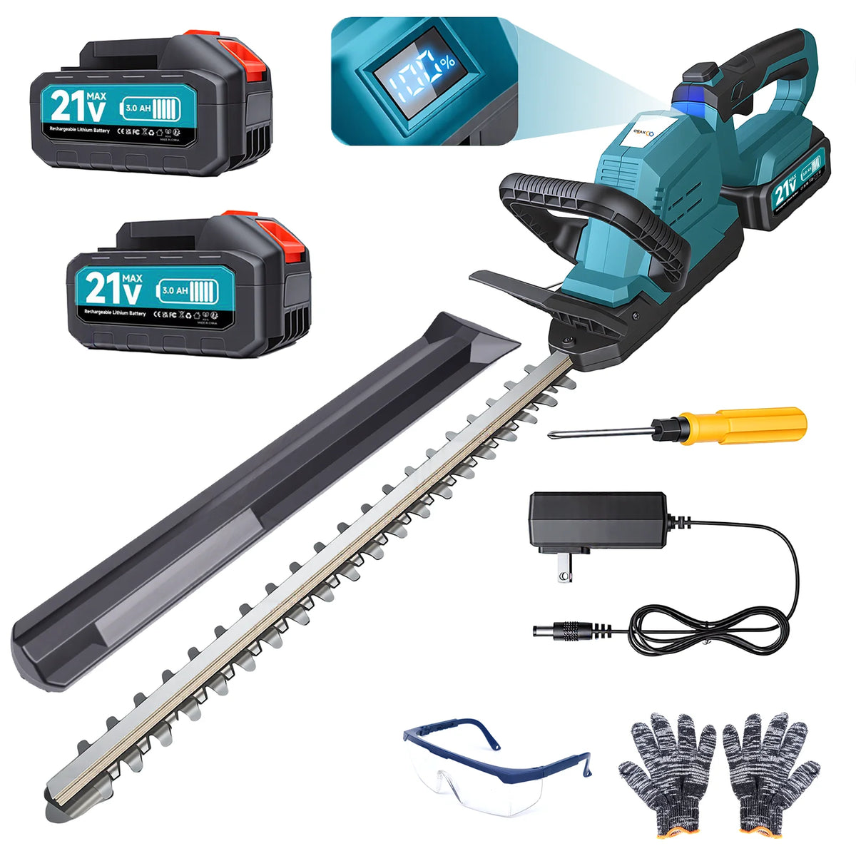XYSD Cordless Dual Blade Hedge Trimmer With Rotatable Brushless Motor