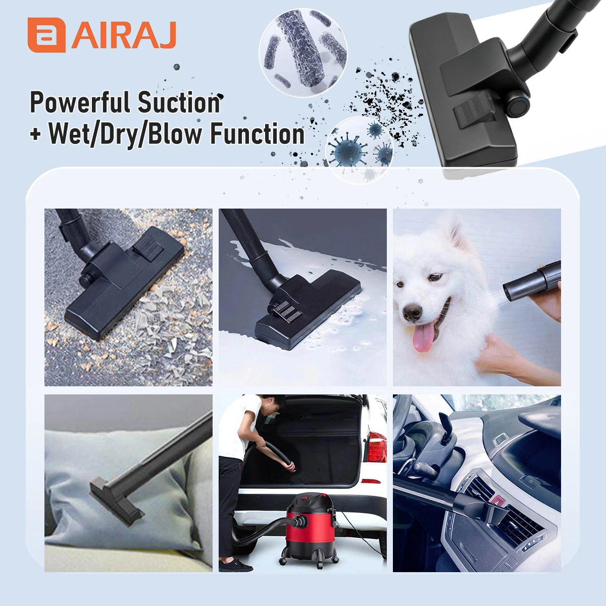Airaj Electric Dry Wet Vacuum Cleaner With Integrated Blower