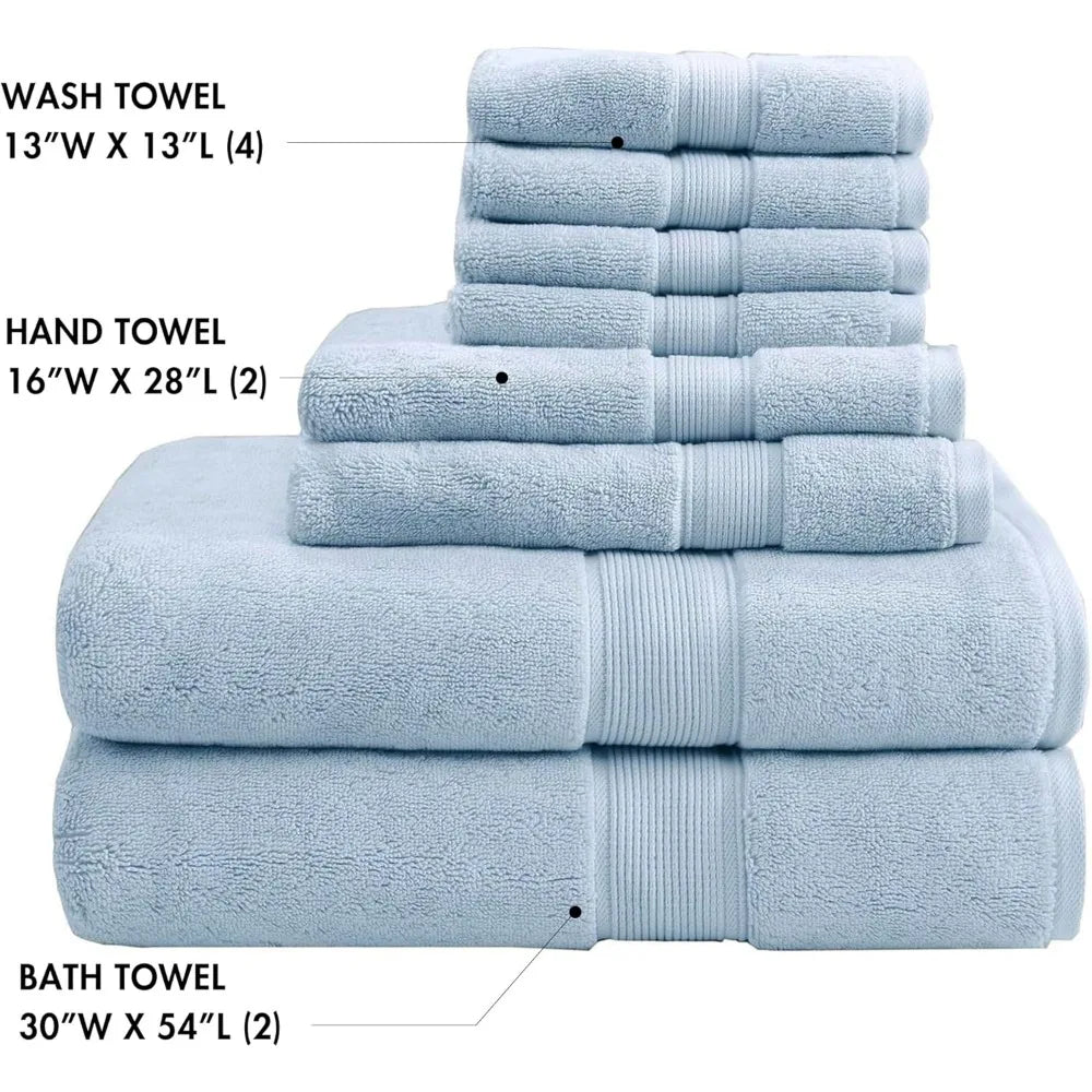 800GSM Bathroom Towel Set of 8 100% Cotton Bath Towel Set for Bathroom Luxurious Highly Absorbent 2