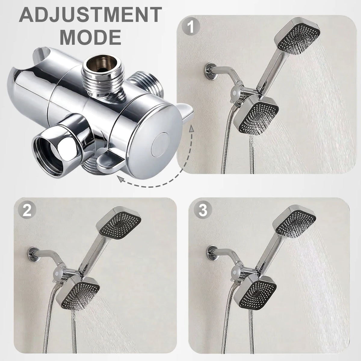 High-Flow 2-in-1 Wall-Mounted Handheld Shower Head and Rain Shower Head Set With Handheld Shower Head&Long Hose for Bathroom