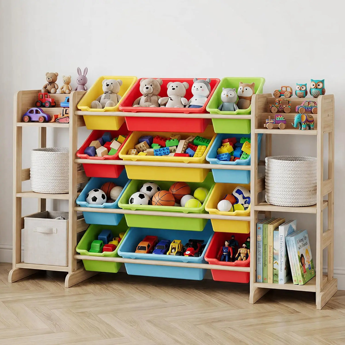 Twisterck Toy Storage Cabinet With Bins And Shelves For Kids