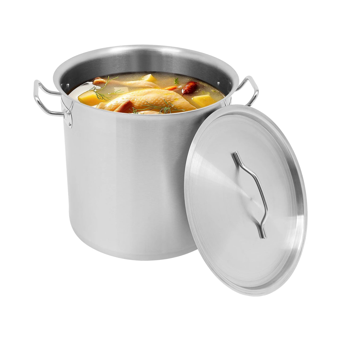 Stainless Steel Stock Pot With Lid 34.9 Qt Capacity