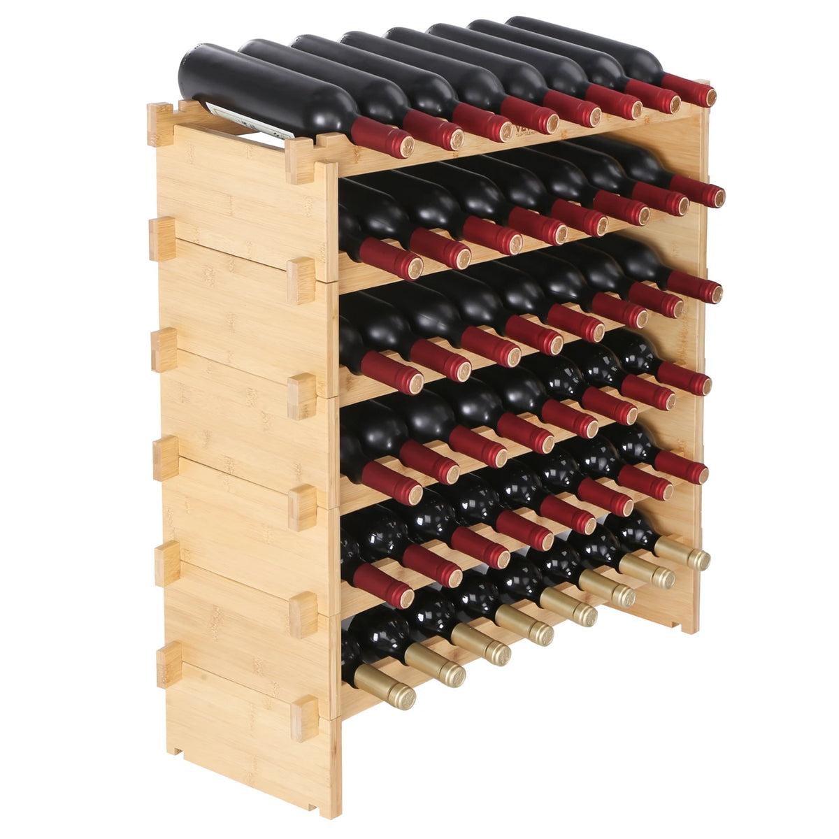 SucceBuy 8-Tier Bamboo Stackable Wine Rack Free Standing