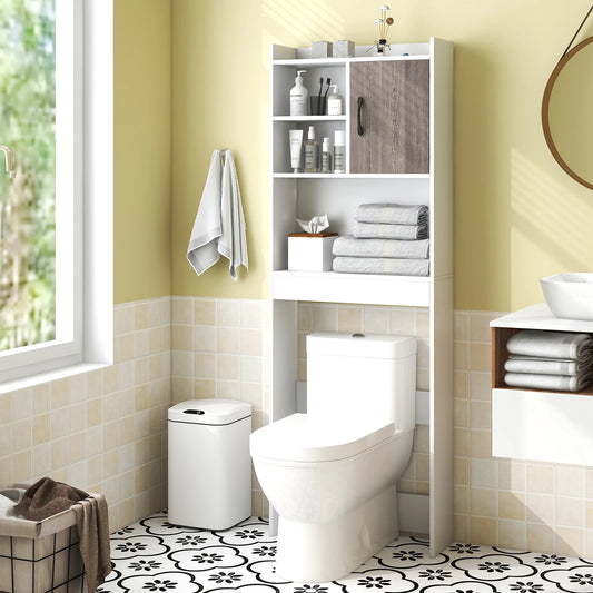 Homasis Over Toilet Storage Cabinet With Open Shelves And Door