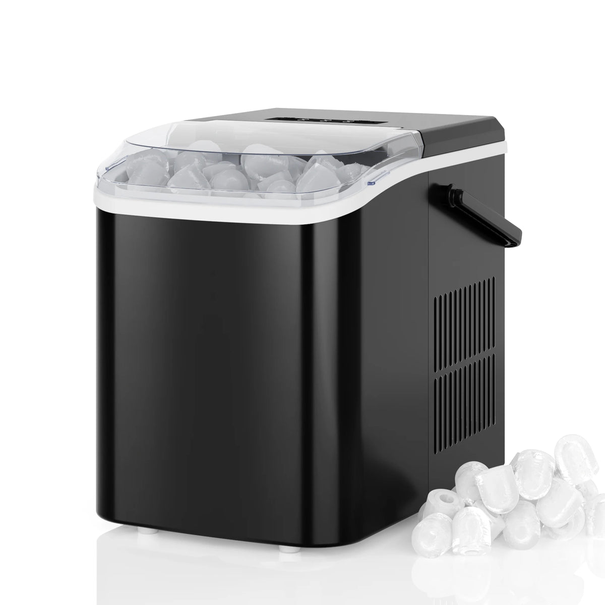 Compact Countertop Ice Maker Quickly Producing Bullet Ice Cubes