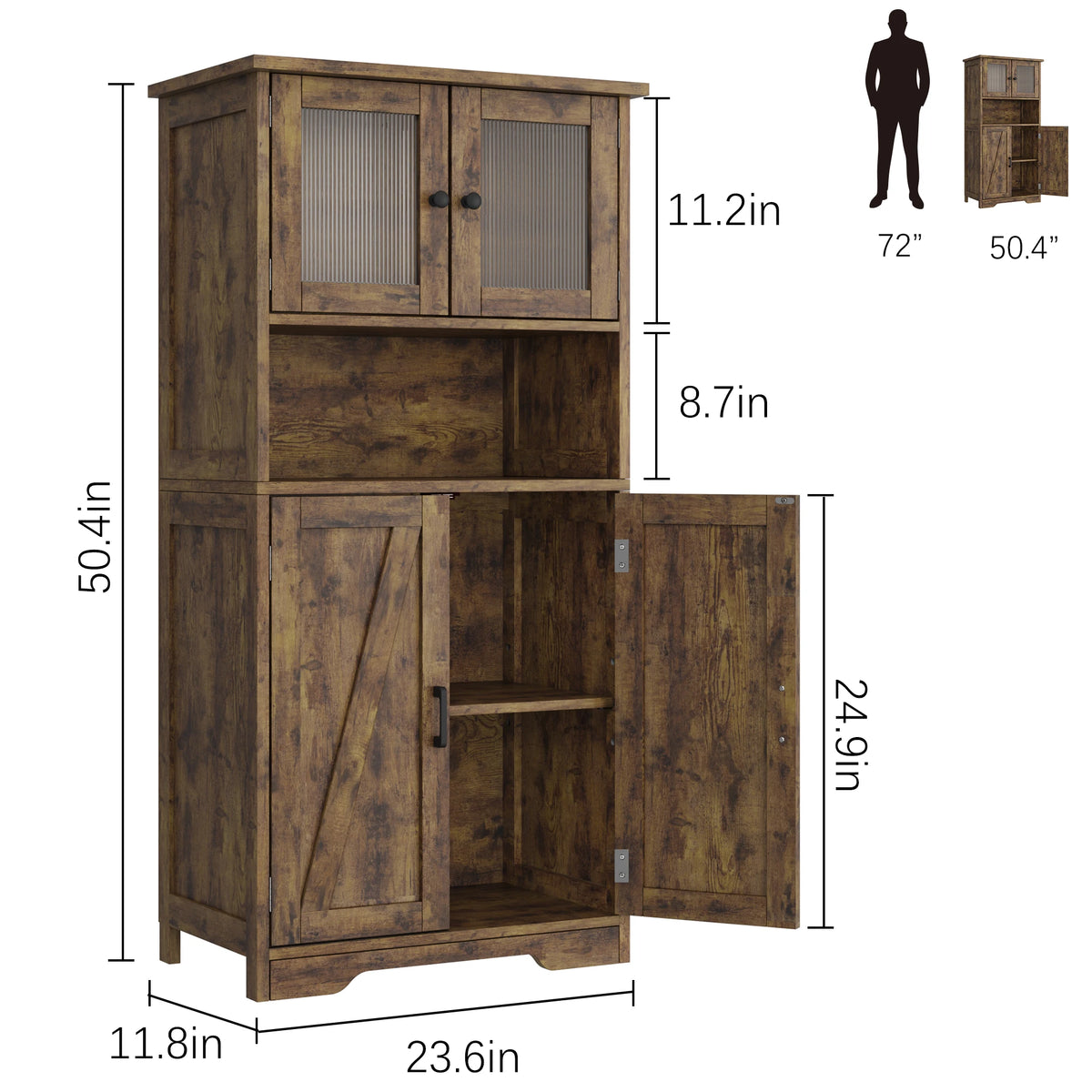 HiMISS Freestanding Bathroom Storage Cabinet With Glass Doors
