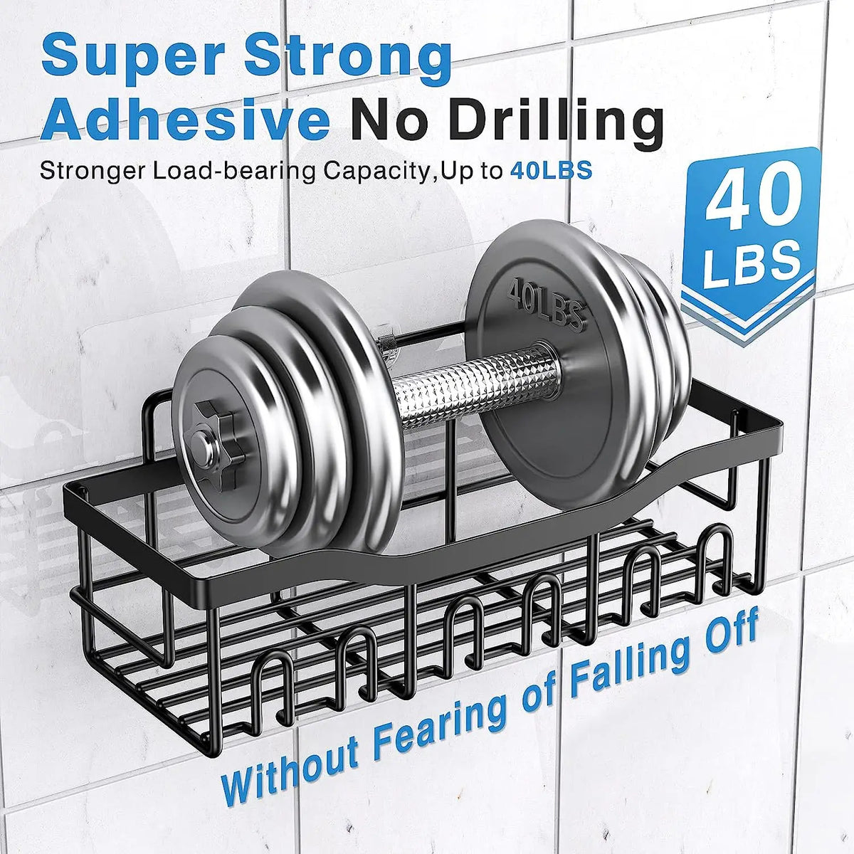 Adhesive Rustproof Stainless Steel Corner Shower Caddy with Soap Holder