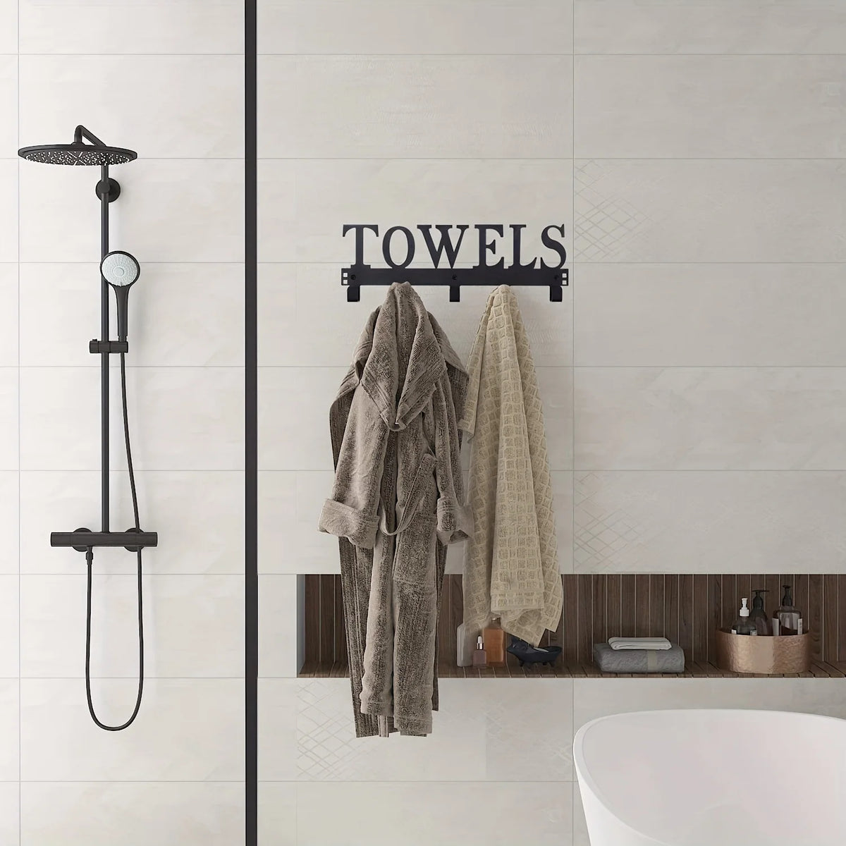 Over The Door Hooks, Towel Rack with 5 Hooks, Towel Holder for Hanging Heavy Duty, Door Rack Over Door Hanger for Bedroom Bathroom Kitchen