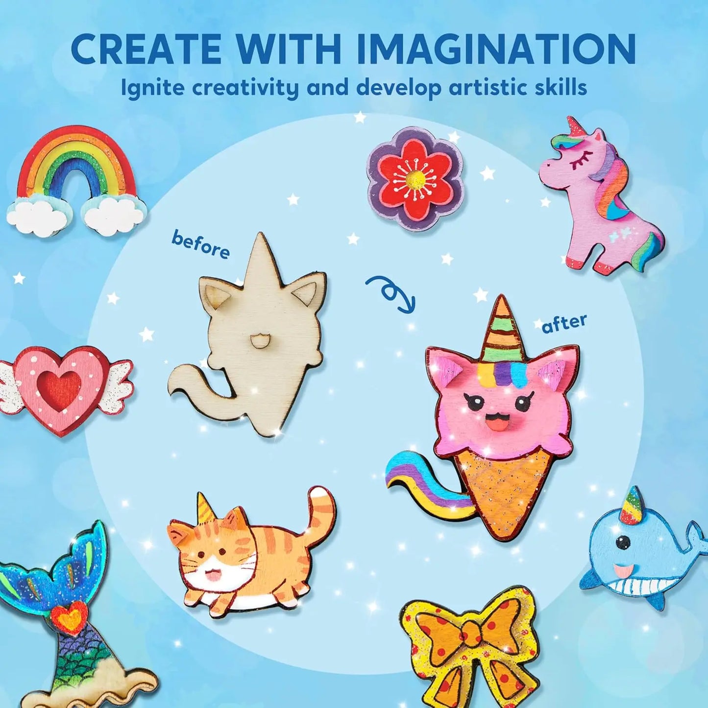 Joyfy Fantasy Wooden Magnets Creative Painting Craft Kit For Kids