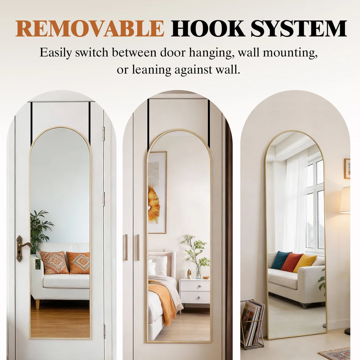 MCQ Premium Arched Full Length Wall Mounted Vanity Mirror